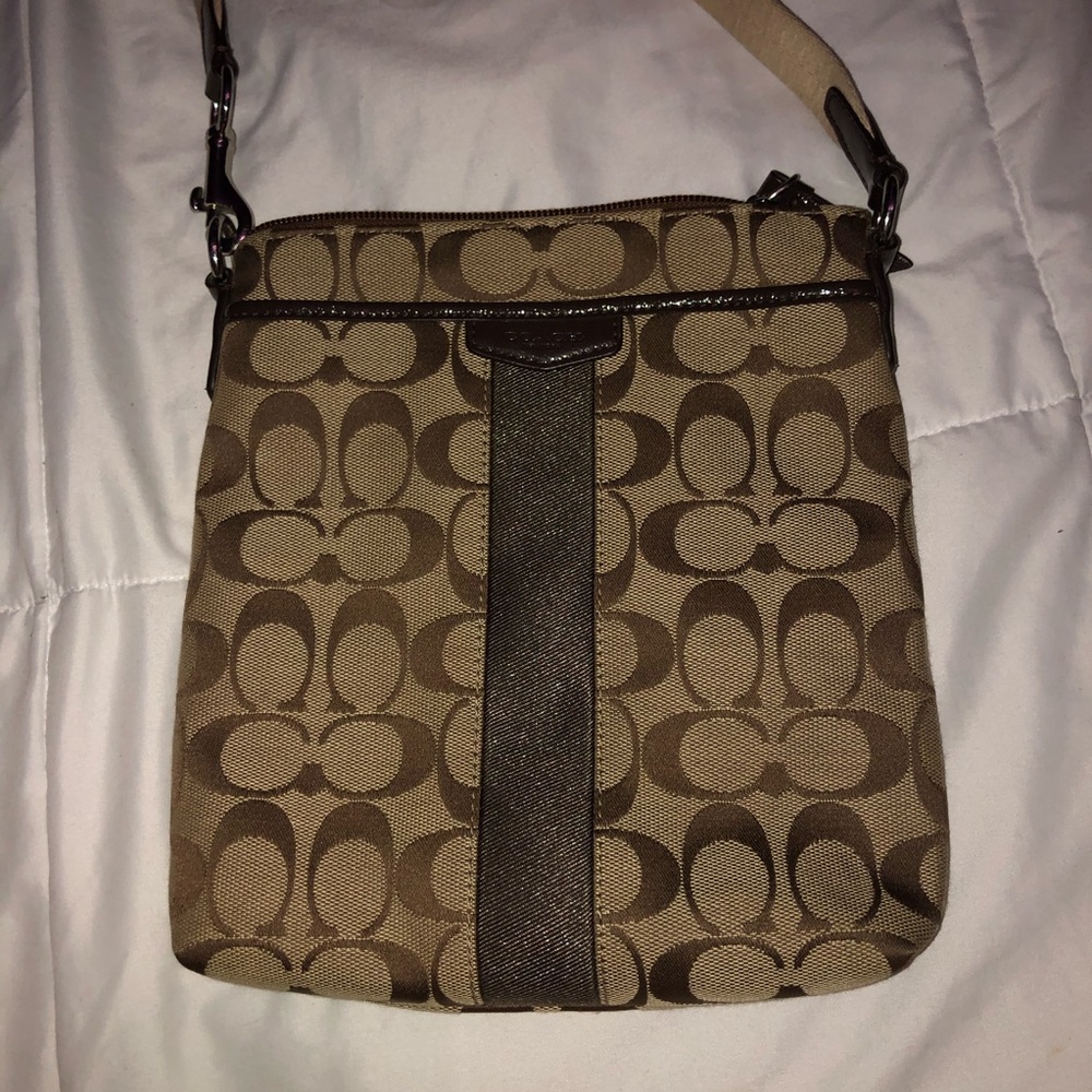 Brown Coach Logo Crossbody Purse